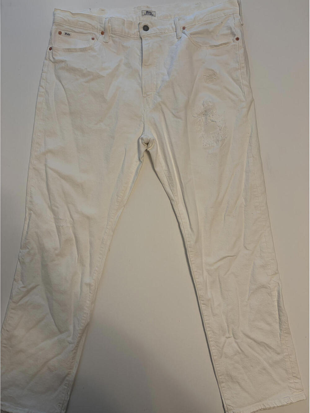 Polo Ralph Lauren Men's White Distressed Jeans (Size 44x32)